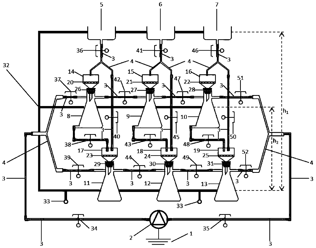 Filtering separation device and using method thereof