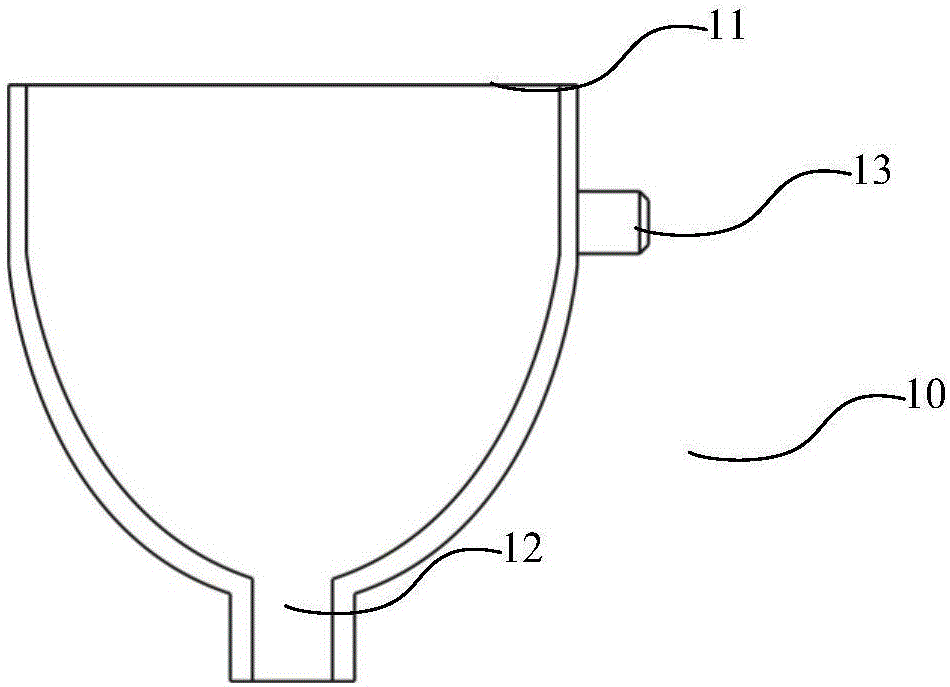 Powder blending device provided with stream guidance groove