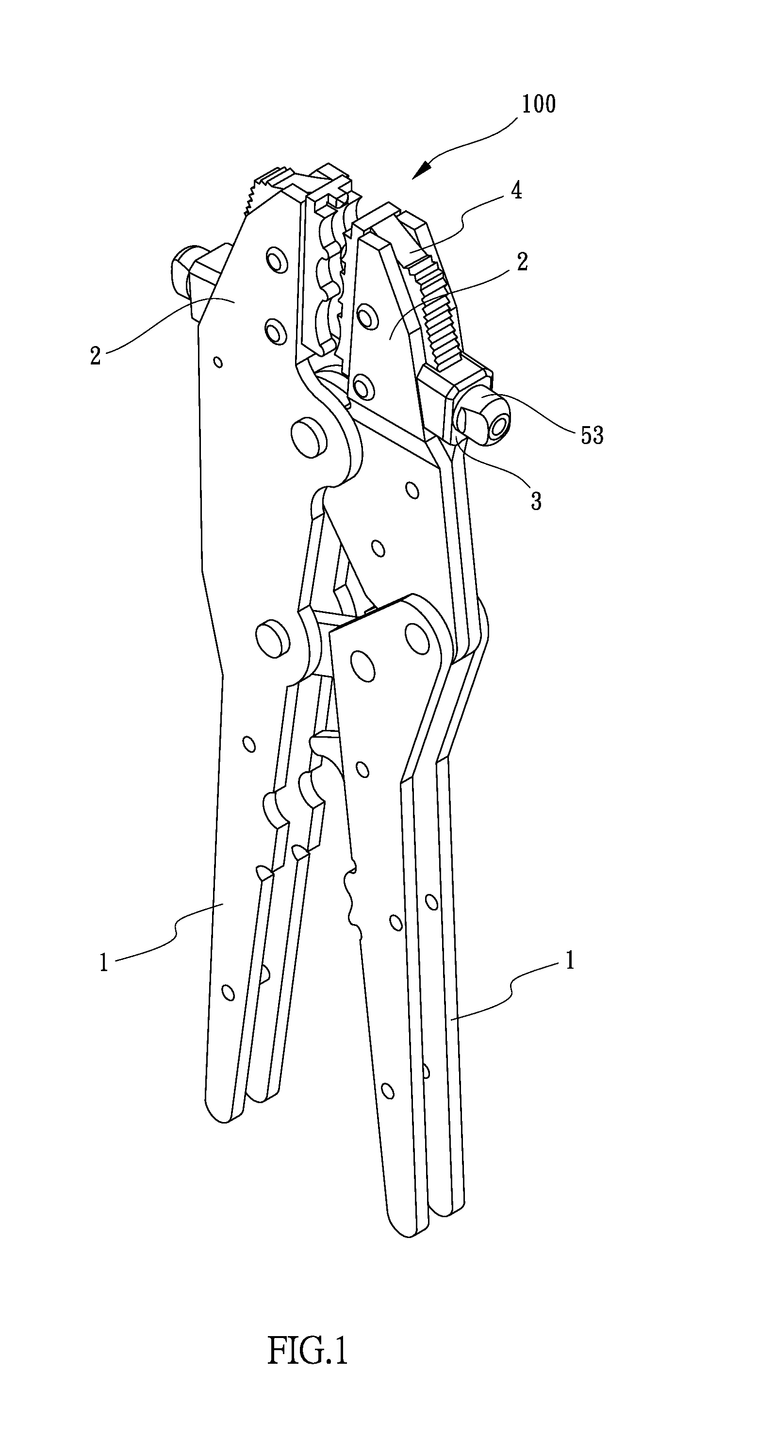 Pliers for crimping terminals on wires or conductors