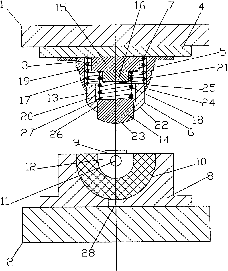 Stamping semi-cylindrical die