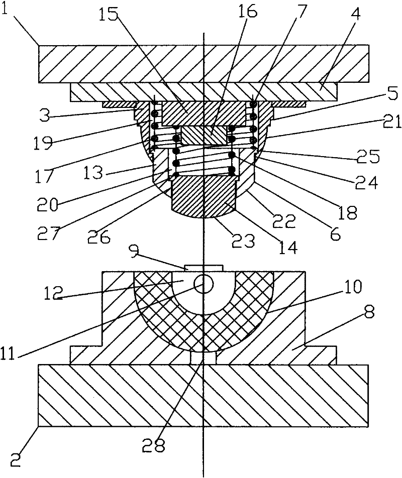 Stamping semi-cylindrical die