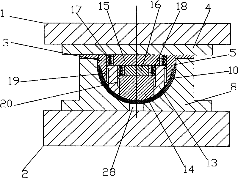 Stamping semi-cylindrical die