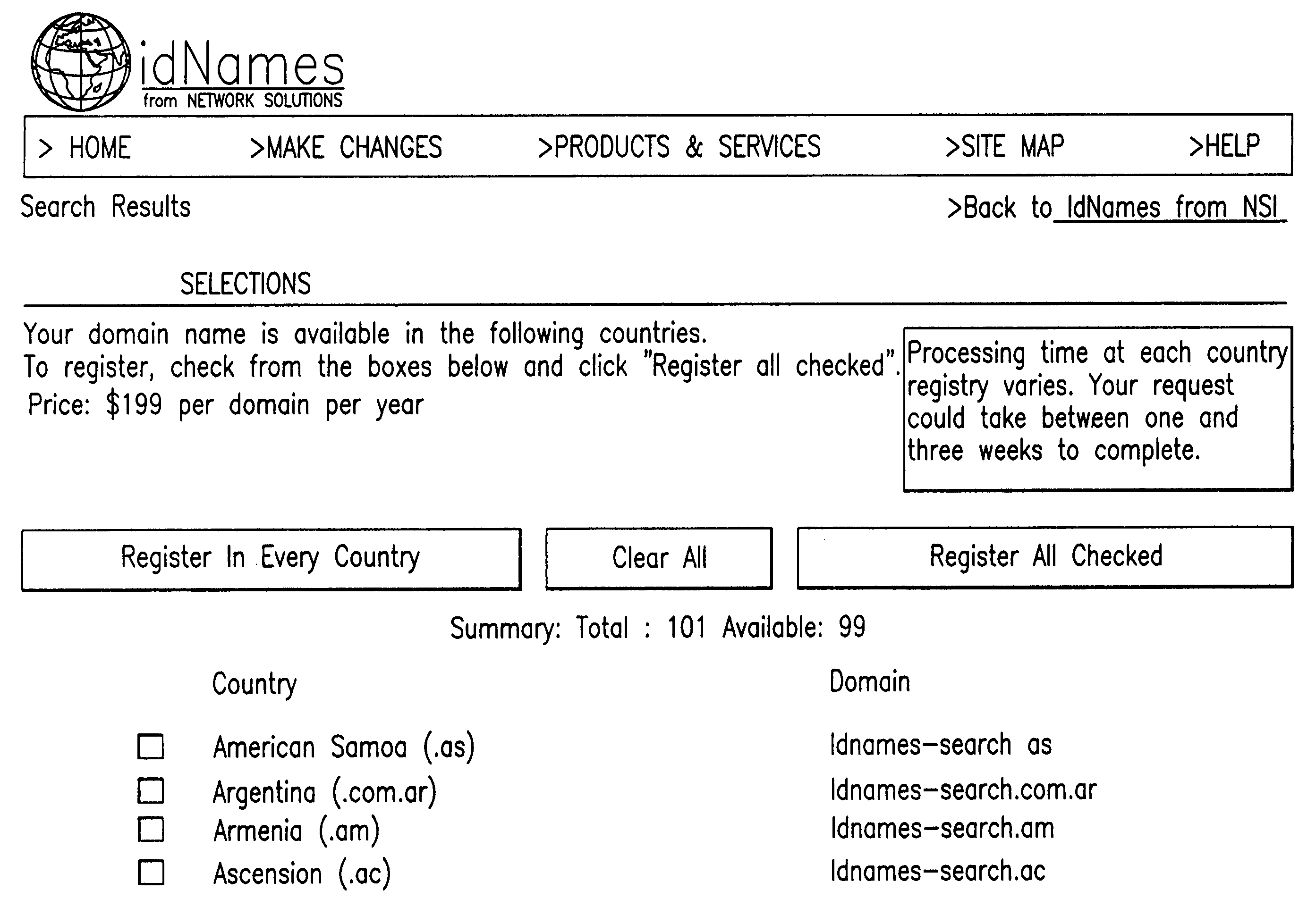 Automated domain name registration