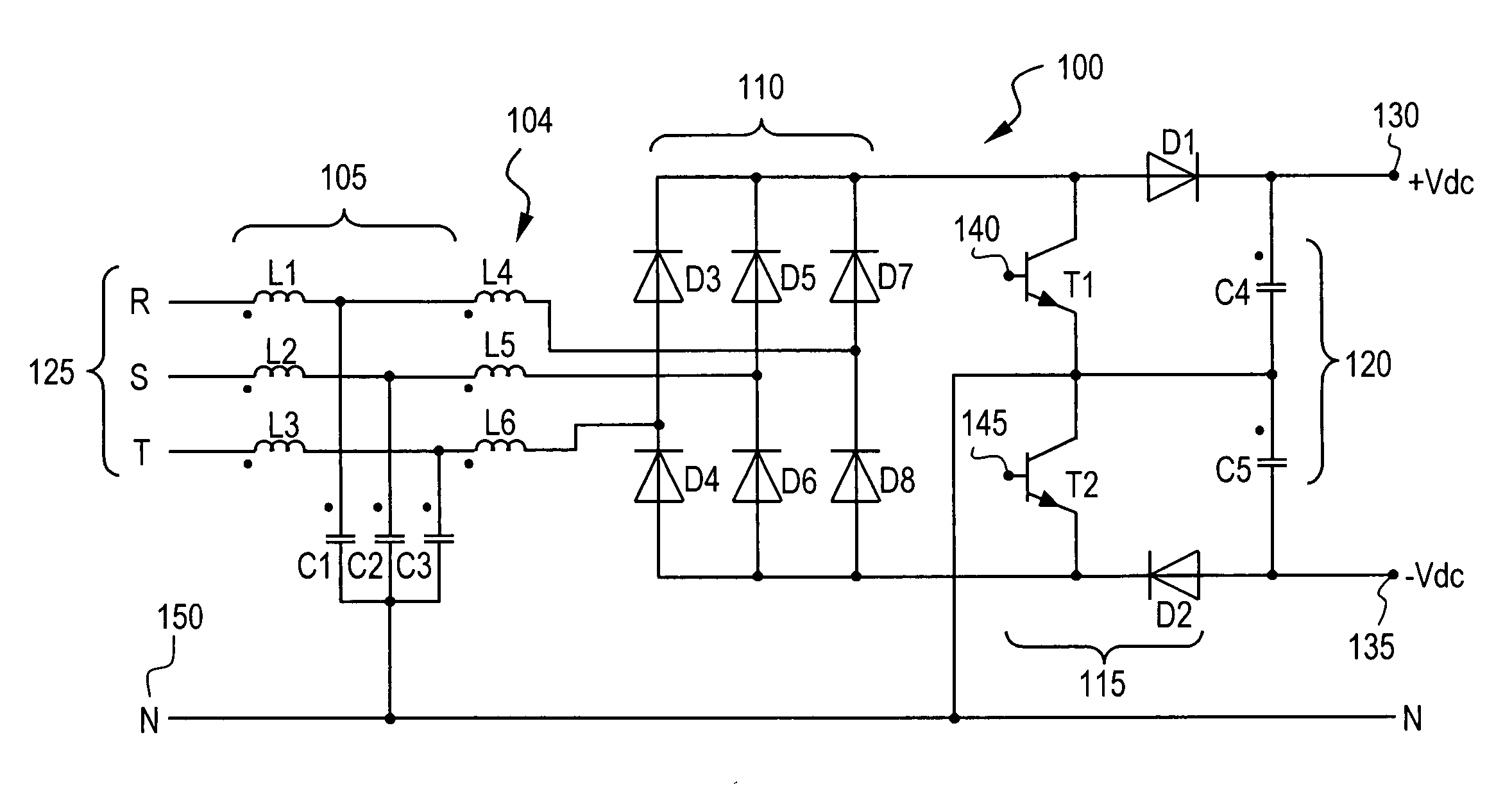 AC/DC converter and method of modulation thereof