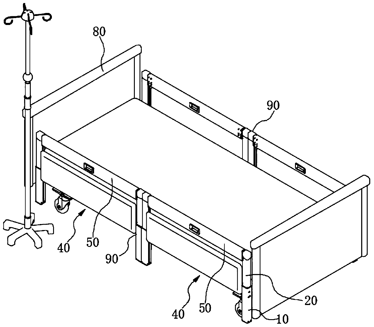 Lifting guard bar and nursing bed