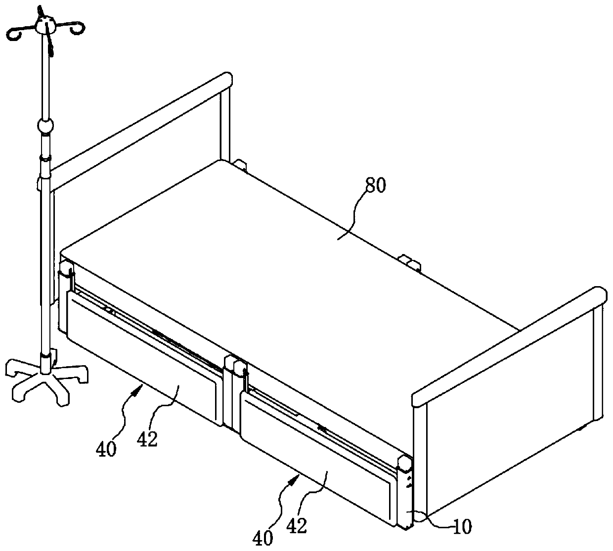 Lifting guard bar and nursing bed