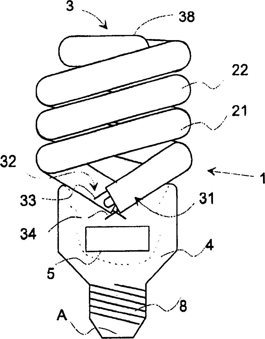 Discharge lamp with helical discharge tube