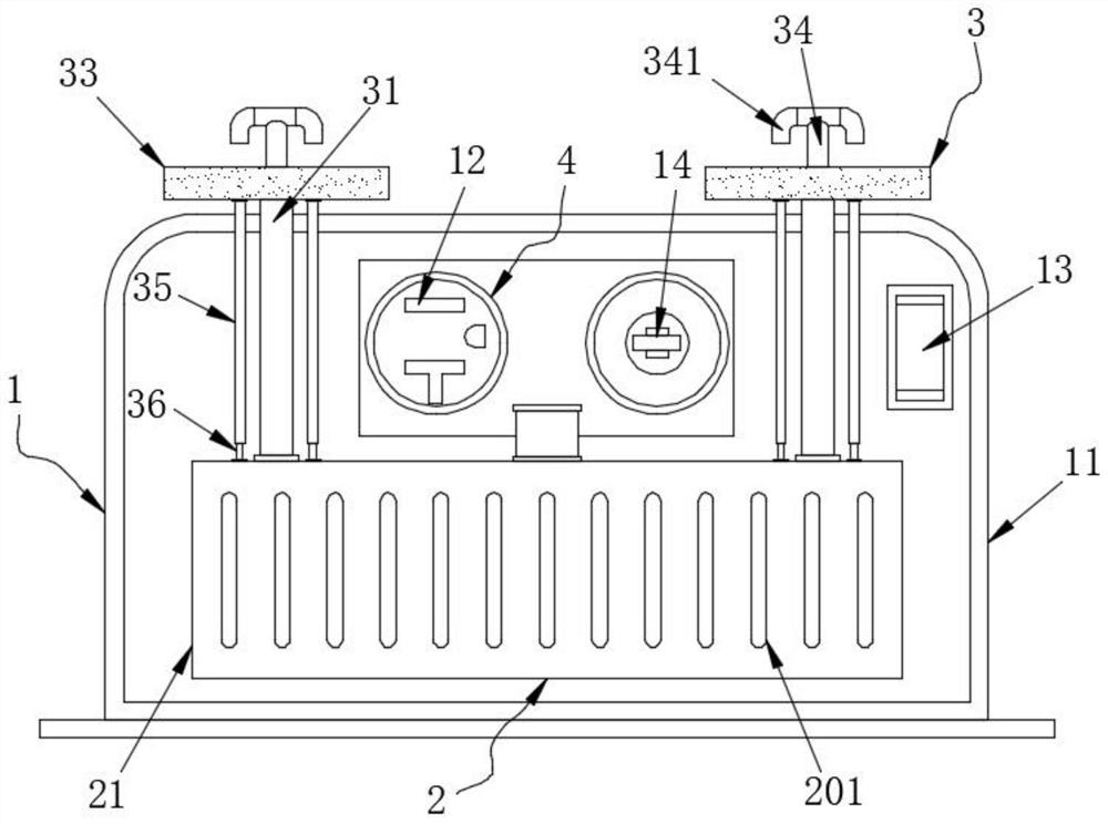 Three-phase four-bridge-arm inverter with water seepage prevention mechanism