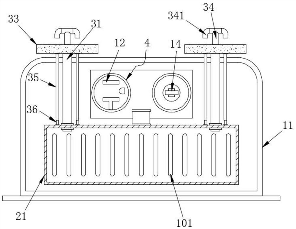 Three-phase four-bridge-arm inverter with water seepage prevention mechanism