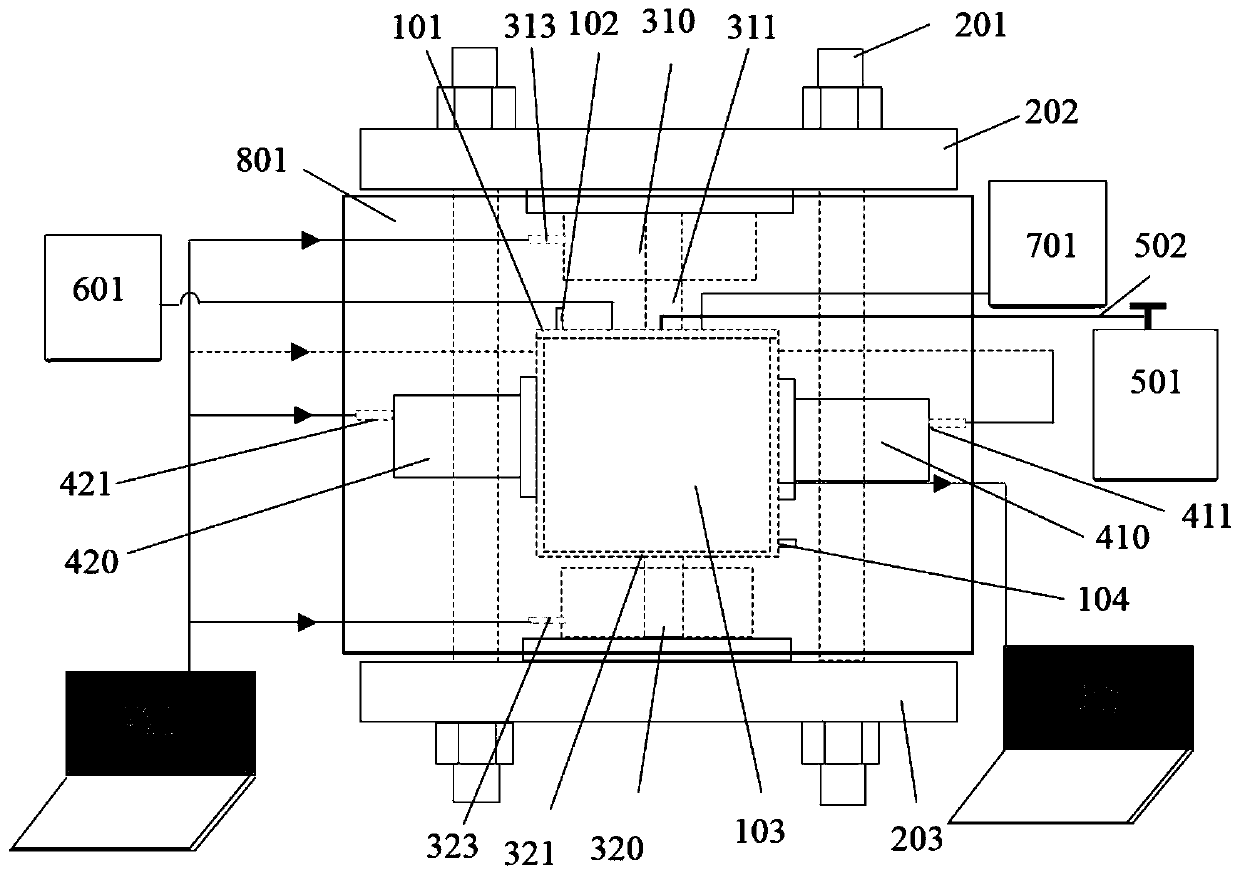 True triaxial hydraulic fracturing experiment device and method with CT real-time scanning