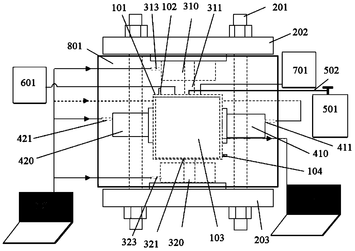 True triaxial hydraulic fracturing experiment device and method with CT real-time scanning