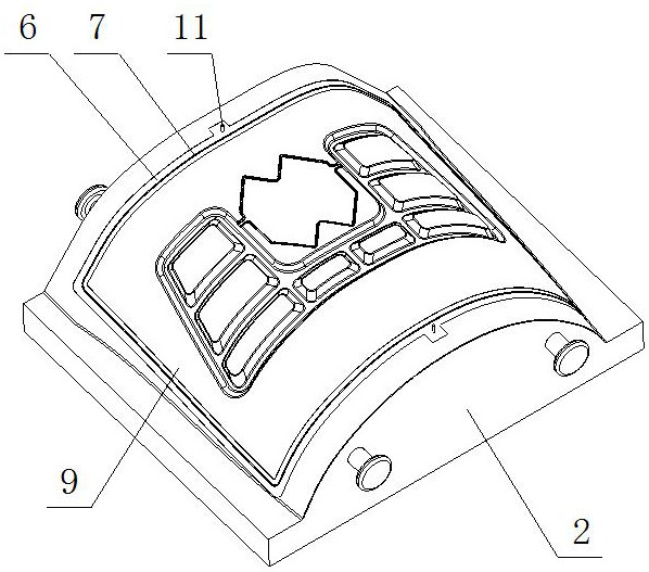 Superplastic forming and diffusion bonding die and preparation method of thin-wall large-dip-angle part