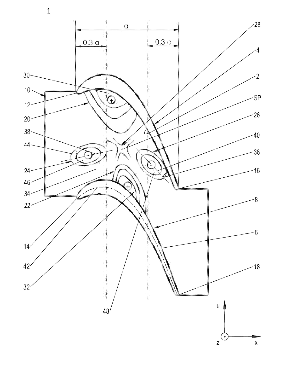 Blade channel, blade cascade and turbomachine