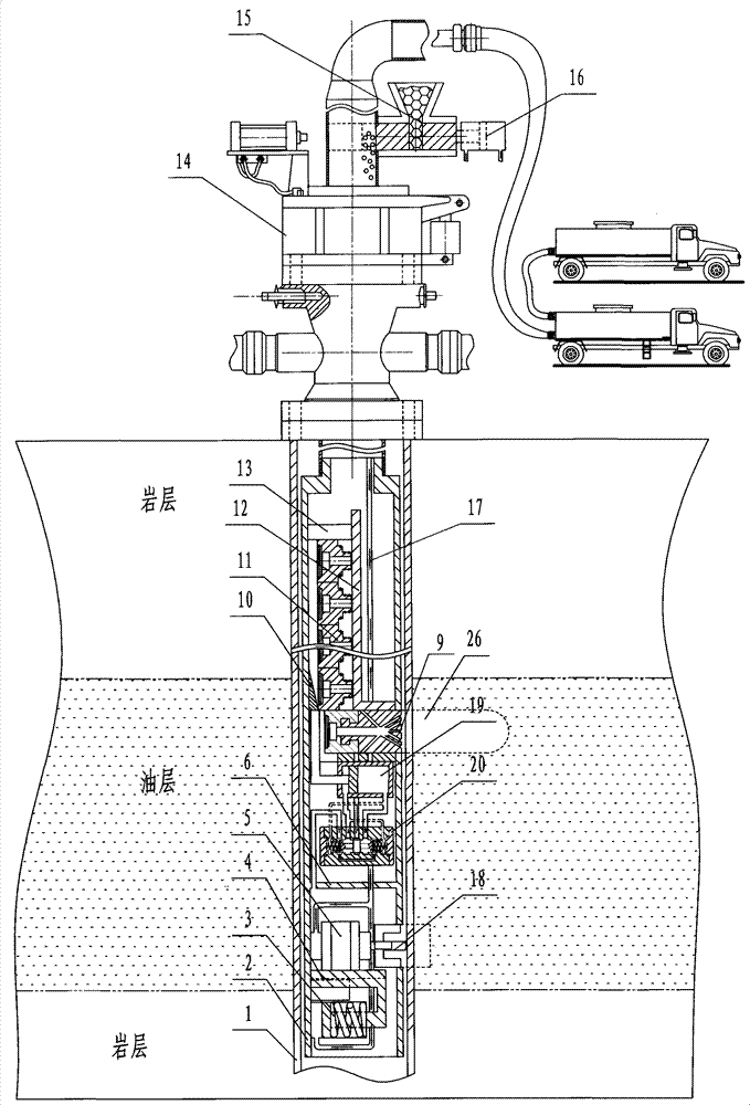 Oilfield underground high-pressure fluid-driven spinning horizontal perforating device and application thereof