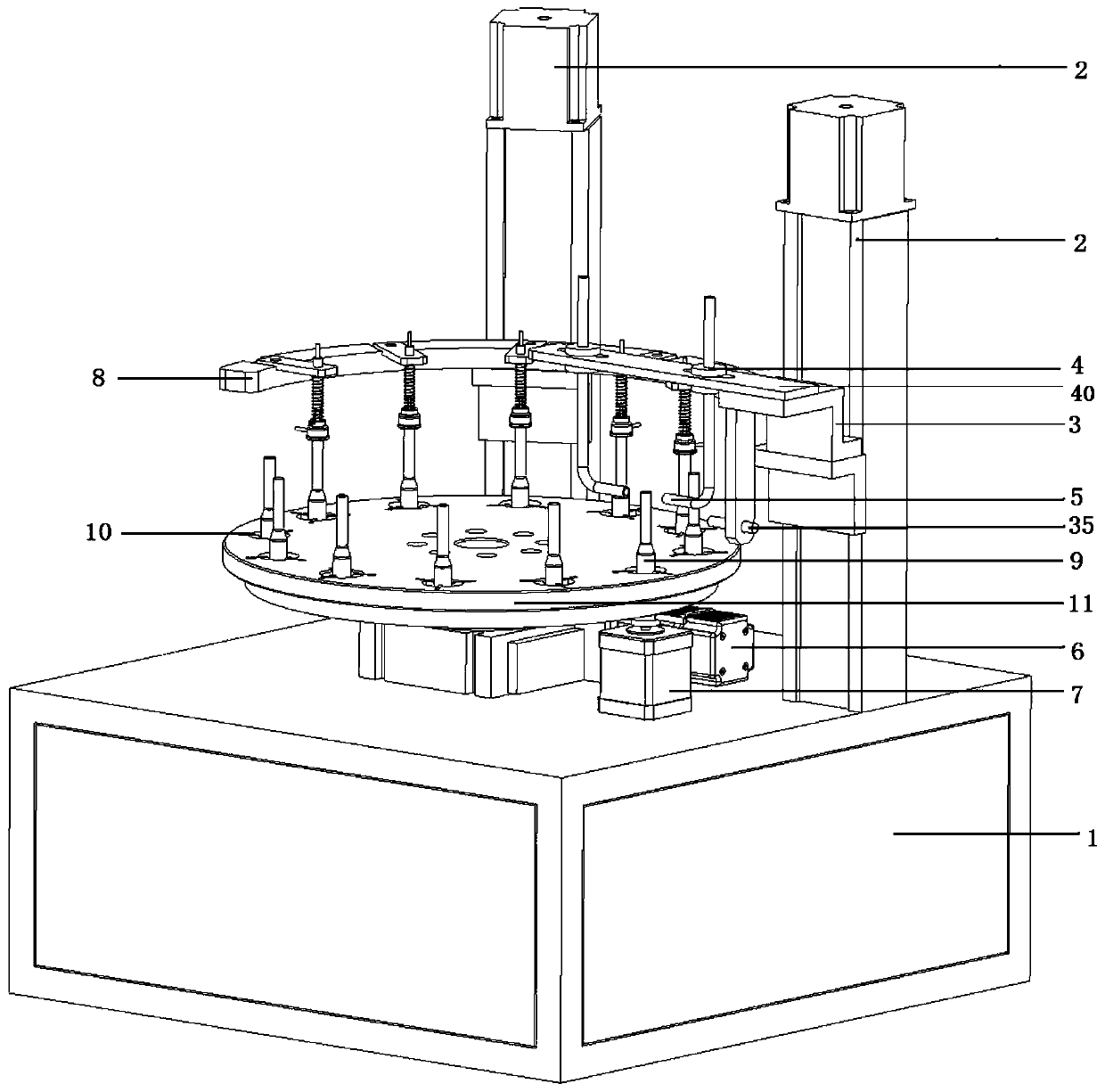 Ampoule bottle washing, wetting, filling and sealing integrated device