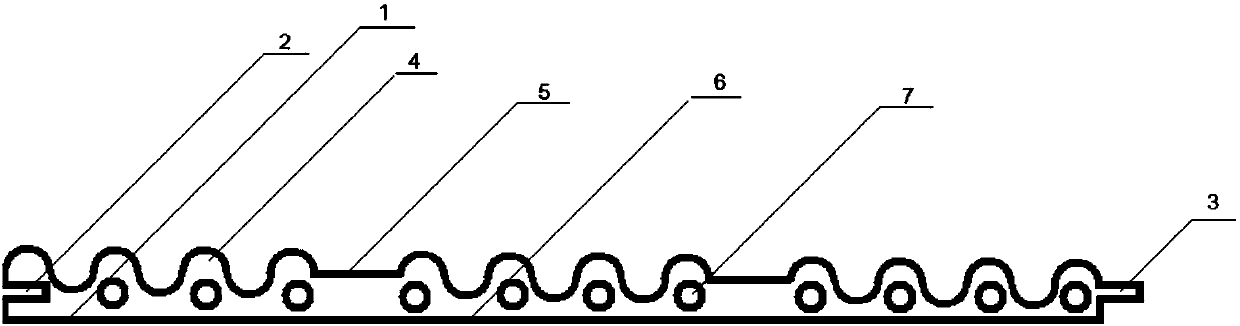 Hollow plane inner wall plate with small semicircle protrusion and formed by pressing of stone powder