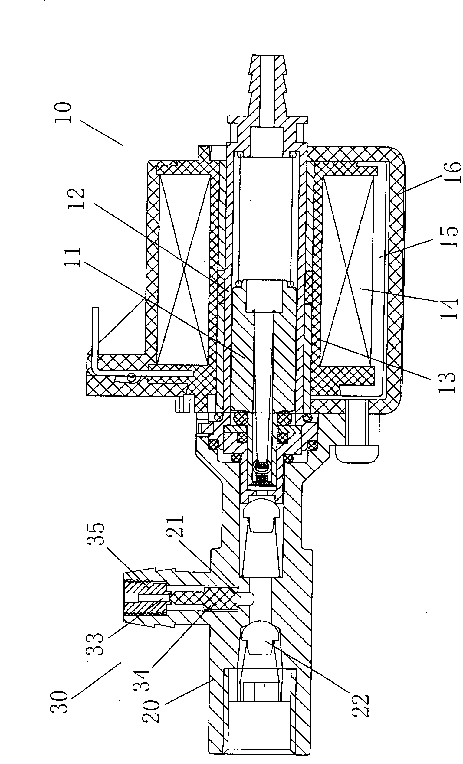 Electromagnetic vibration pump with non-return ventilation valve