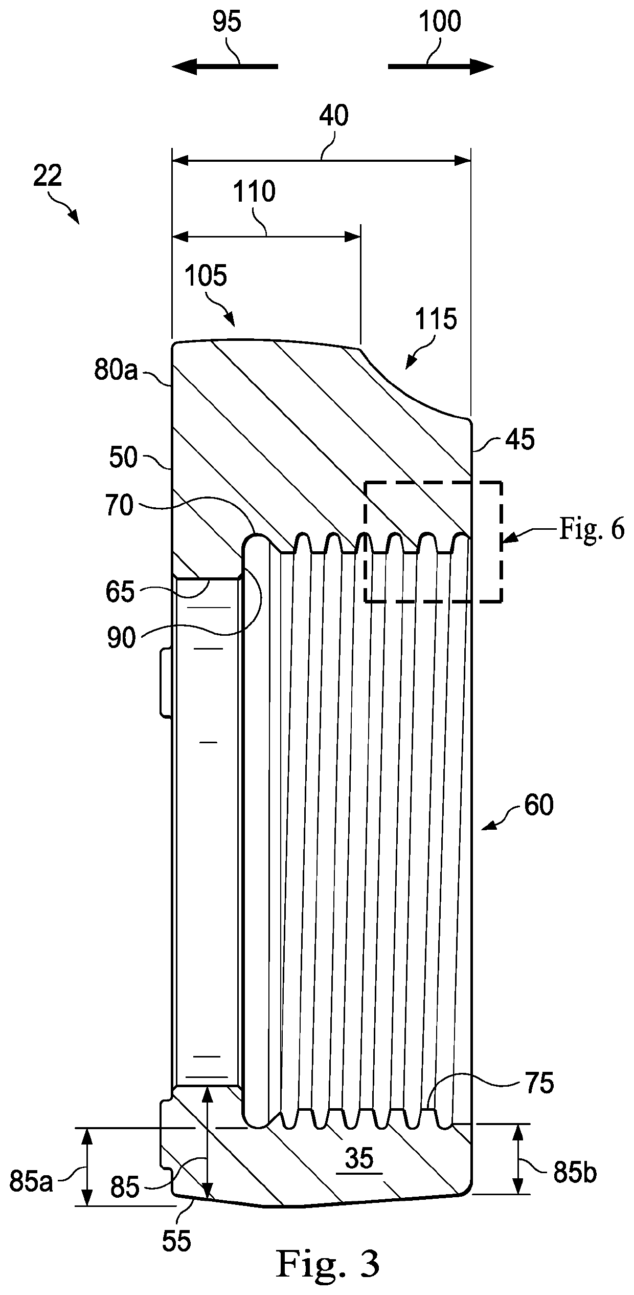 Full-root-radius-threaded wing nut having increased wall thickness