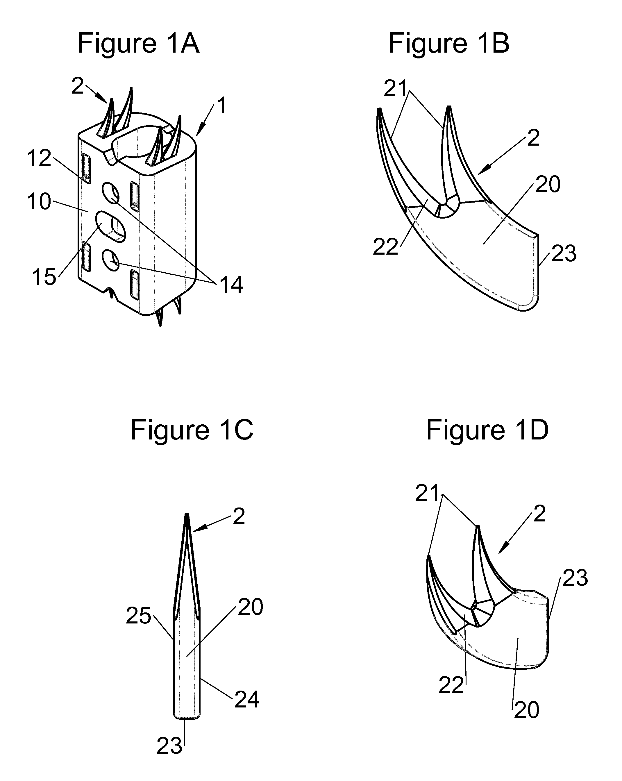 Vertebral implant, vertebral fastening device of the implant and implant instrumentation