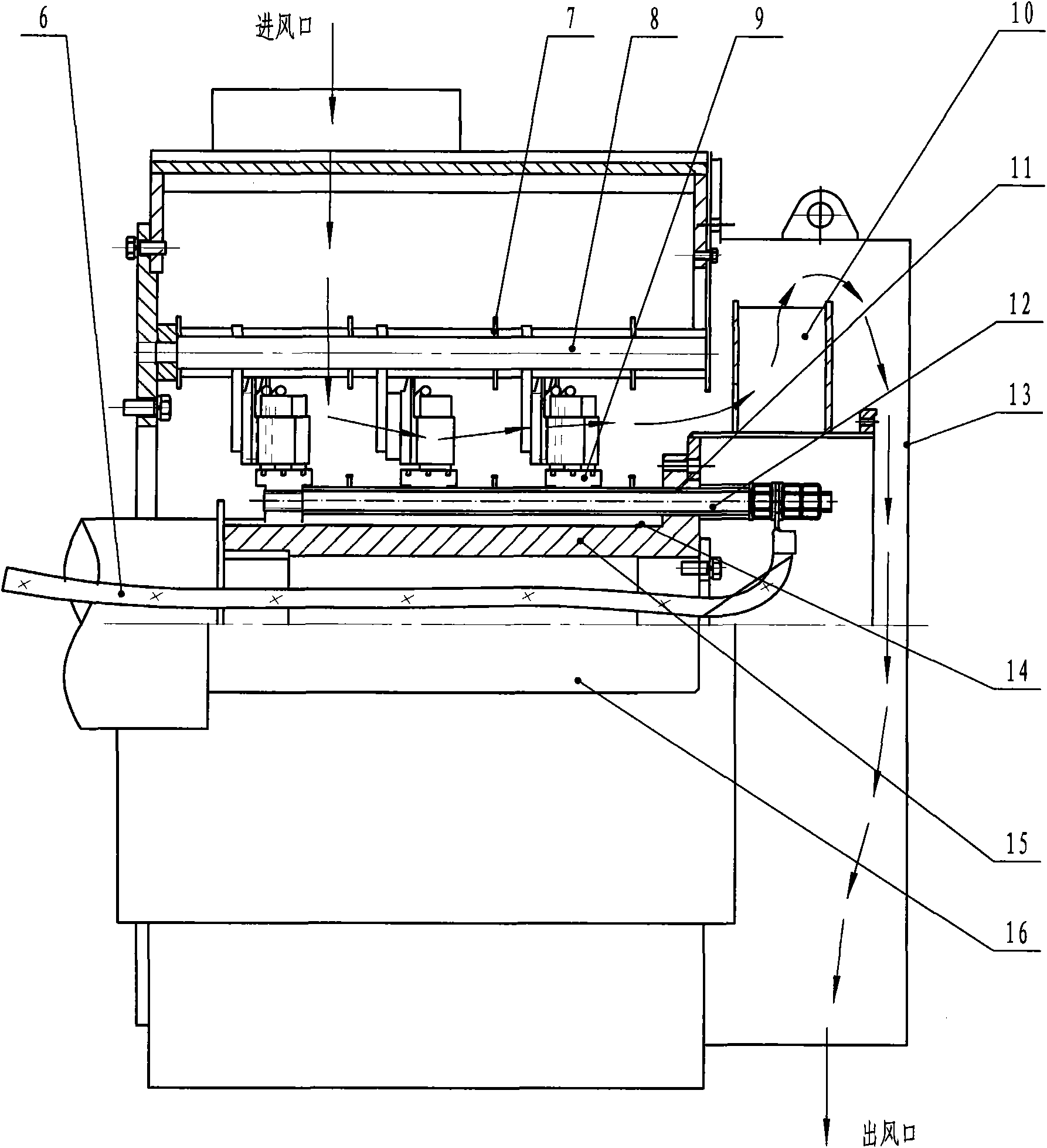 Radiating and anti-carbon powder device of collector ring component of motor of wound rotor