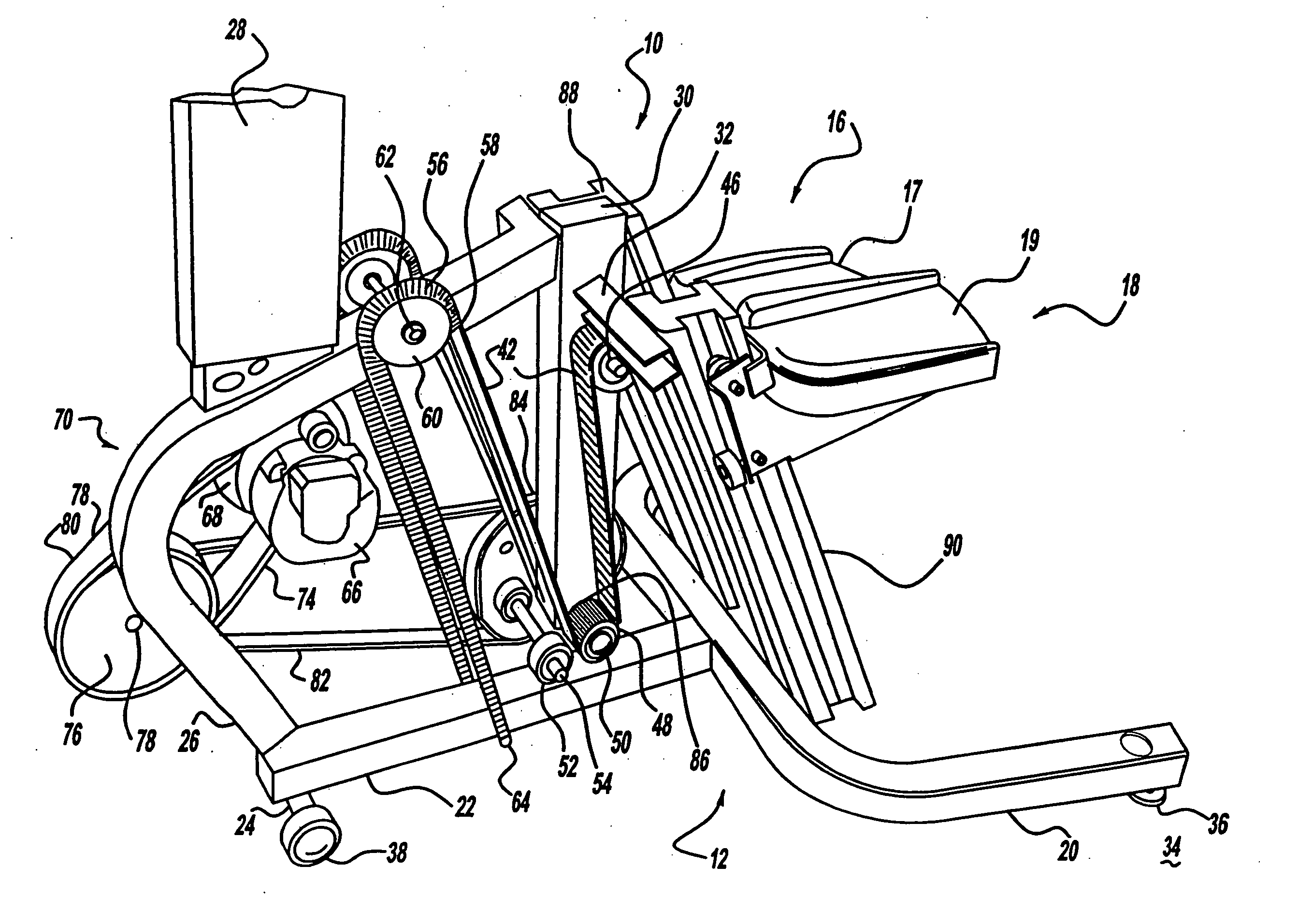 Stairclimber apparatus pedal mechanism