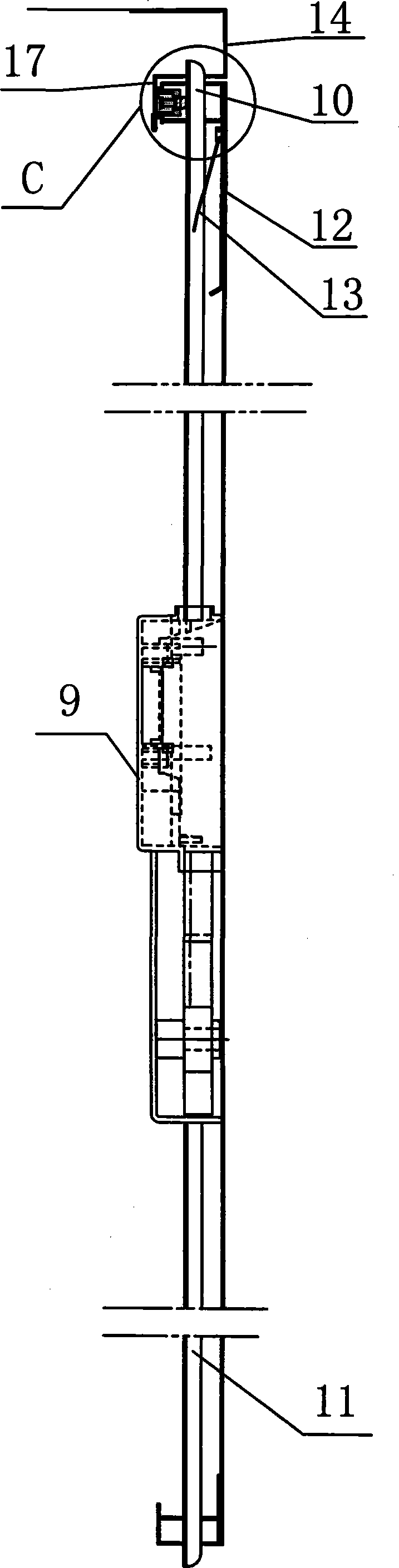 Gear rack transmission type automatic locking device