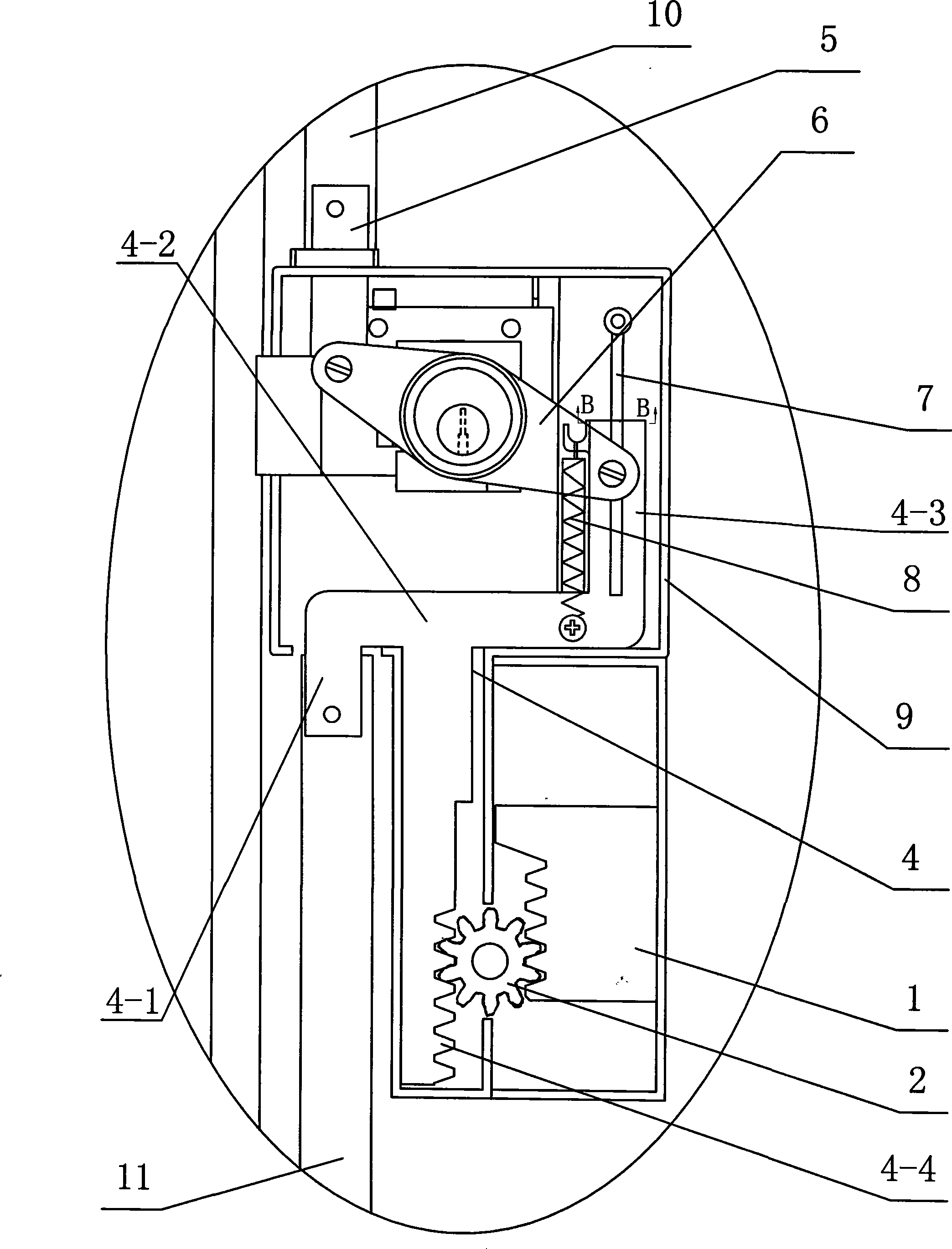 Gear rack transmission type automatic locking device