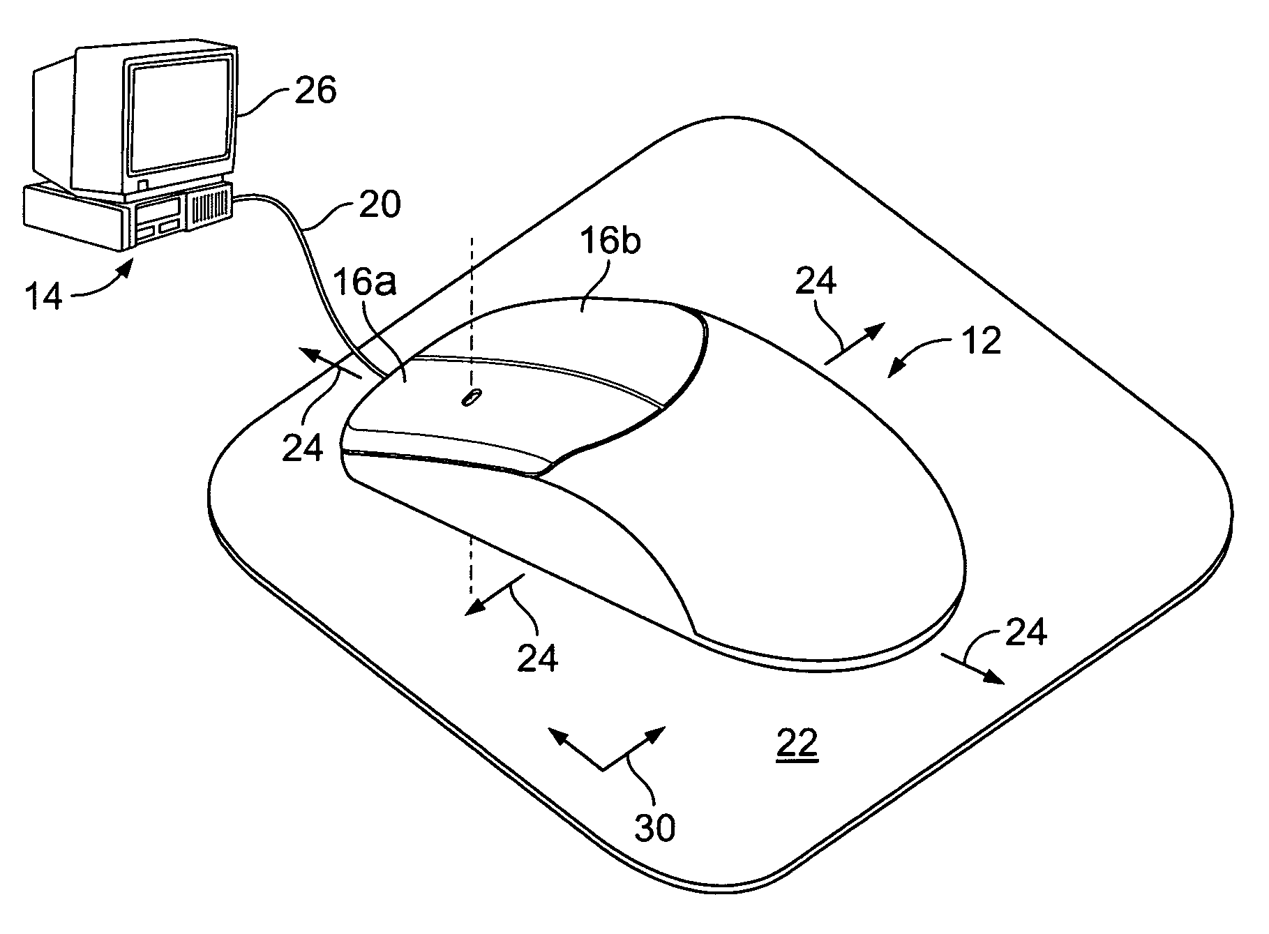 Device and assembly for providing linear tactile sensations