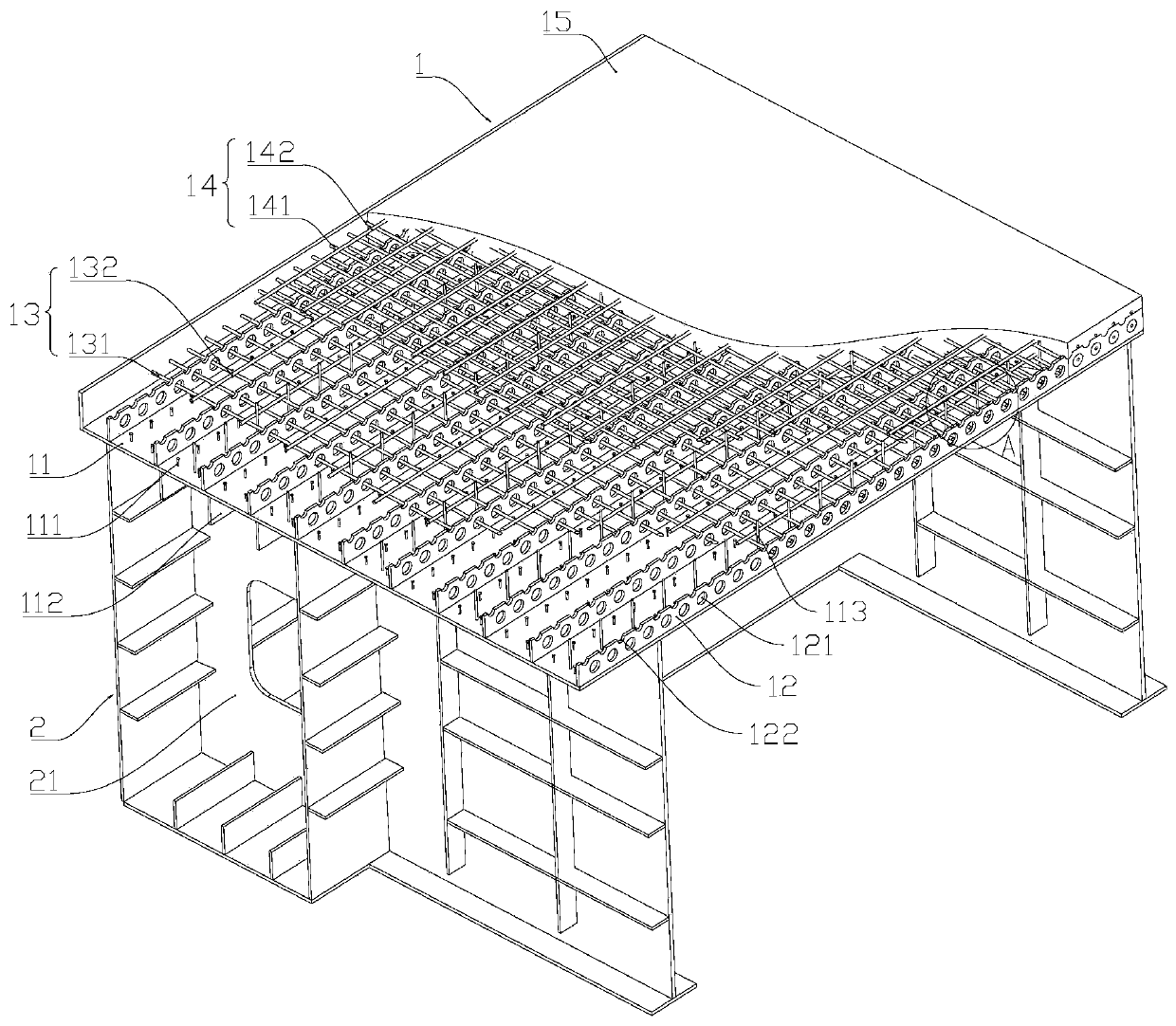 Steel bridge with inverted ribs and orthotropic composite bridge deck