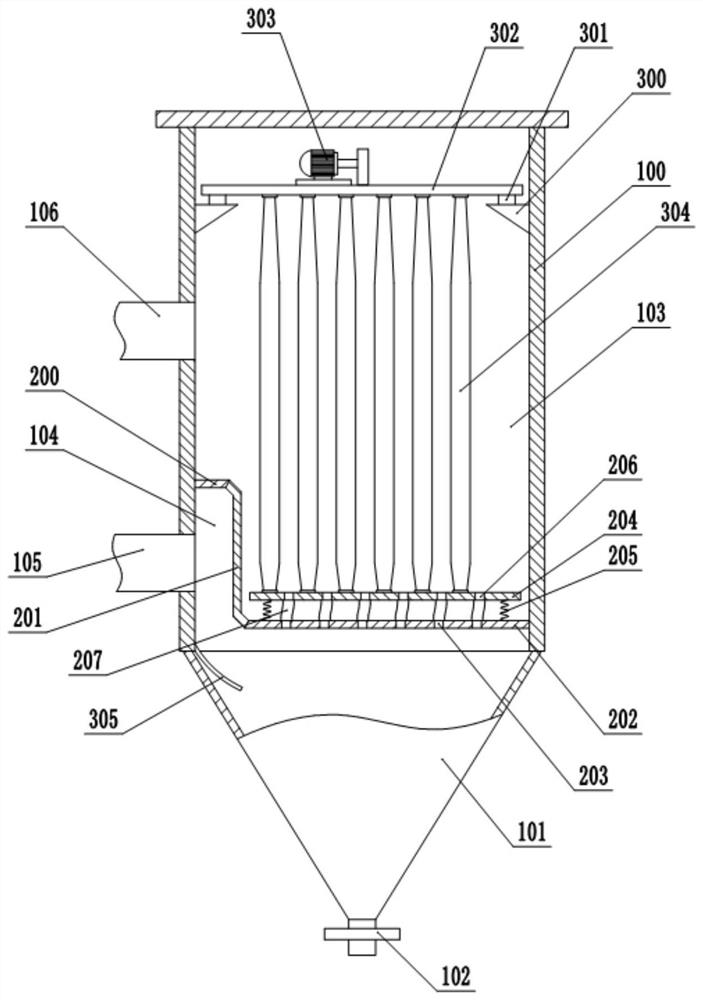 A dumping furnace self-baking electrode volatile dust collector