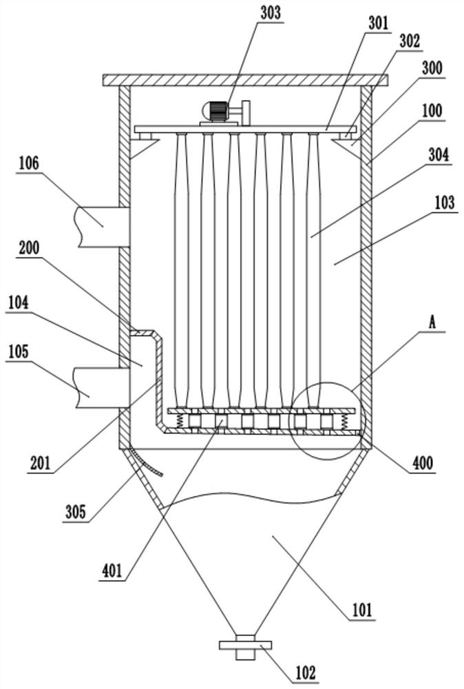 A dumping furnace self-baking electrode volatile dust collector