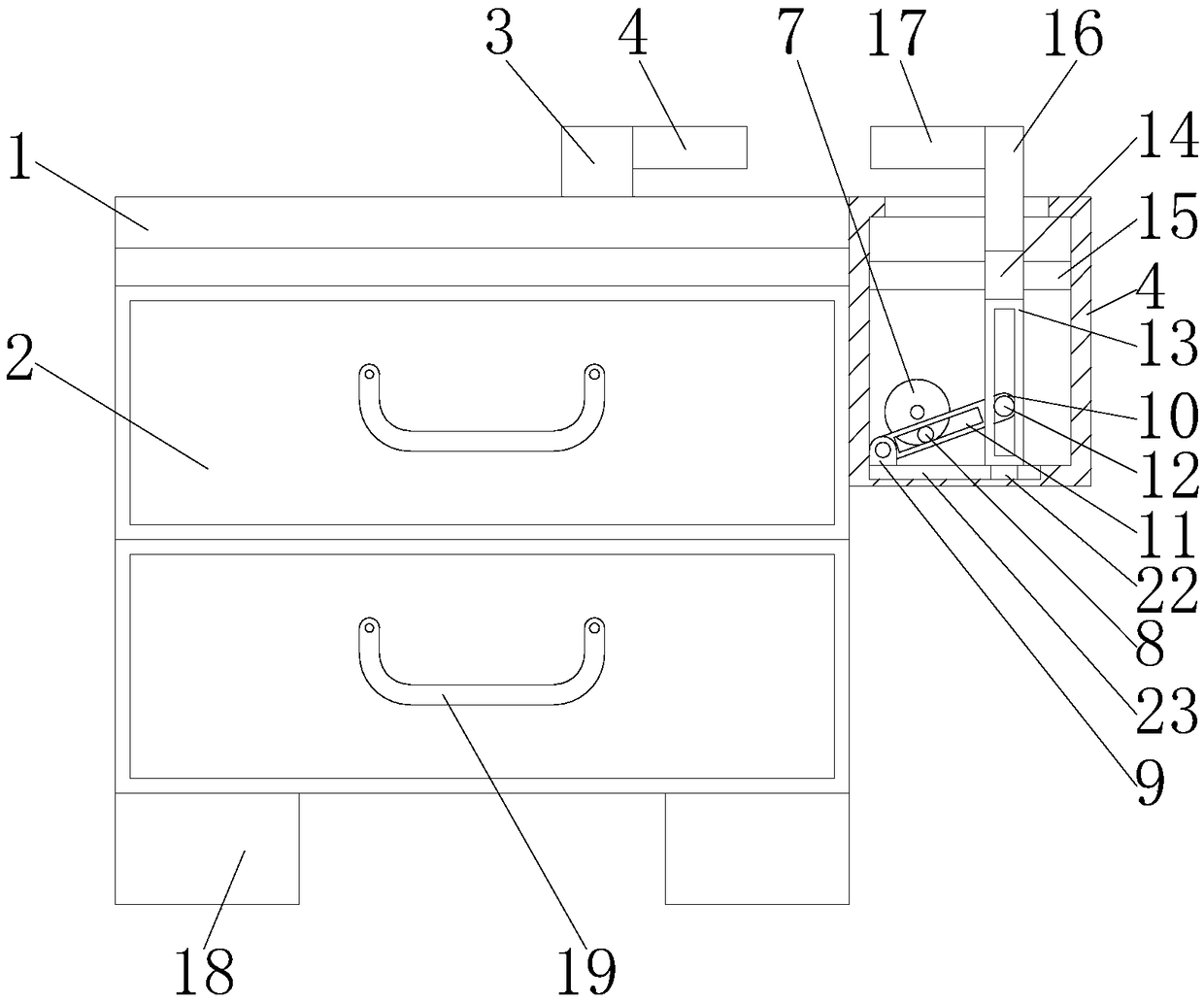 Bedside table capable of conveniently fixing water cup