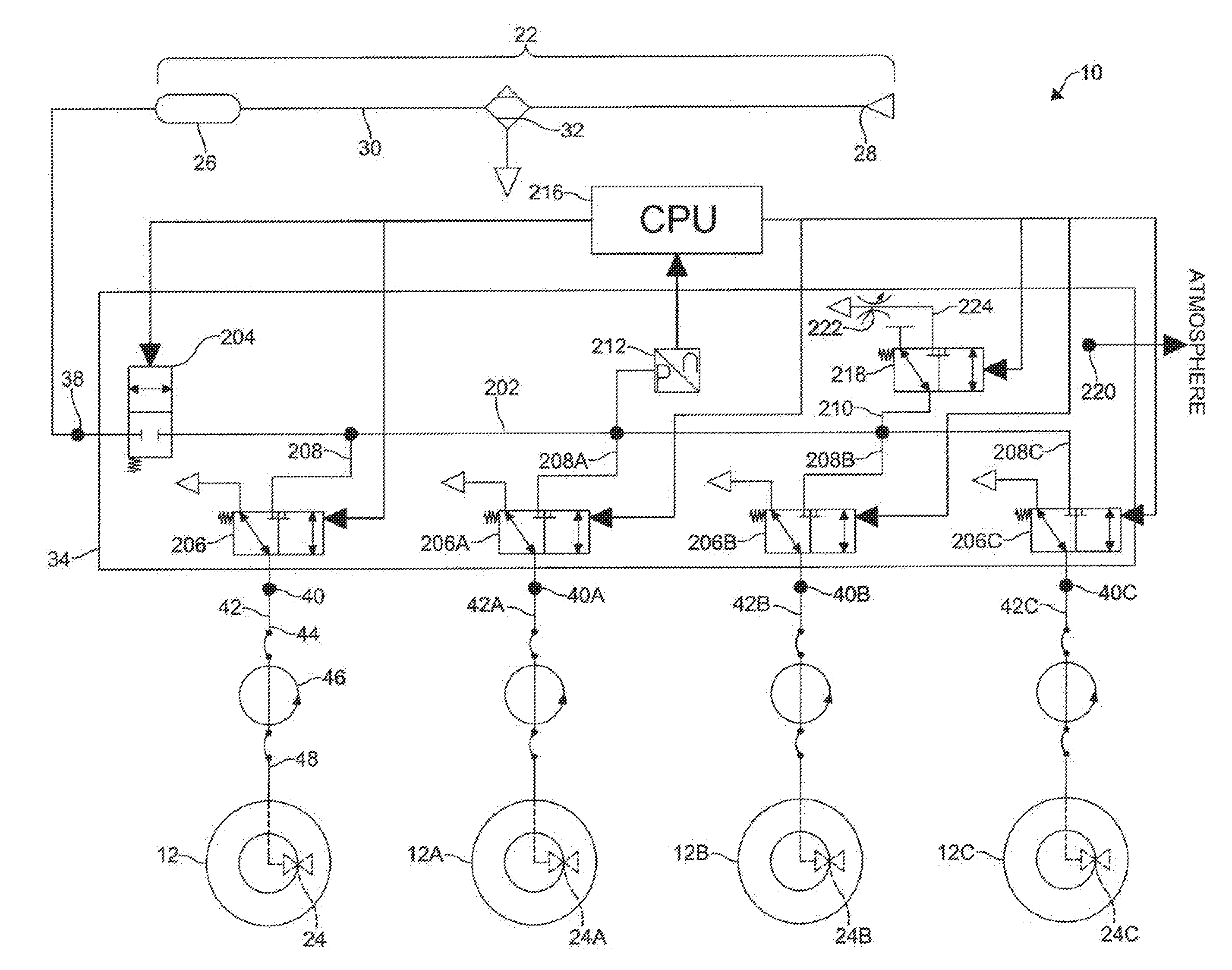 System and method for decreasing tire pressure