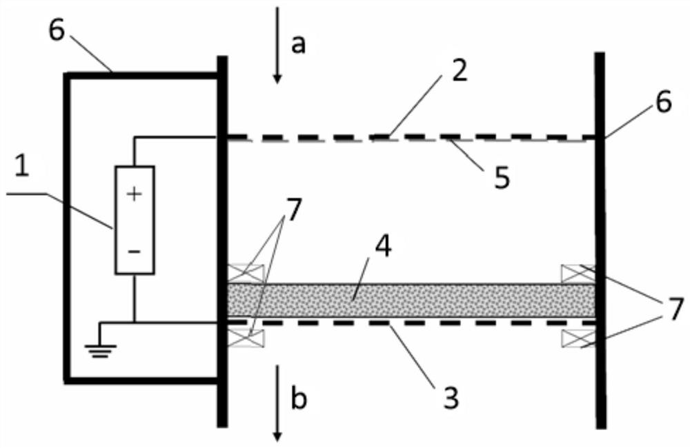 Filter material polarization module for air filtering device and air filtering device