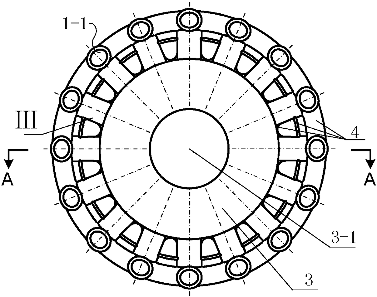 Three-section type badminton hair planting frame