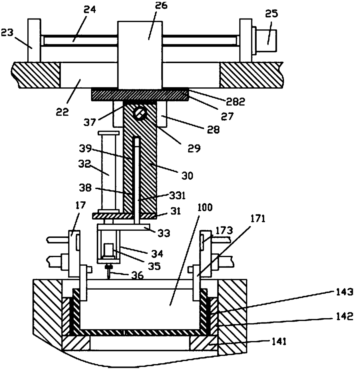 Cleaning mechanism for bottom plate casting holes of casting molds