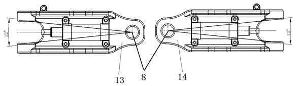 Live forklift steering axle with series oil cylinders