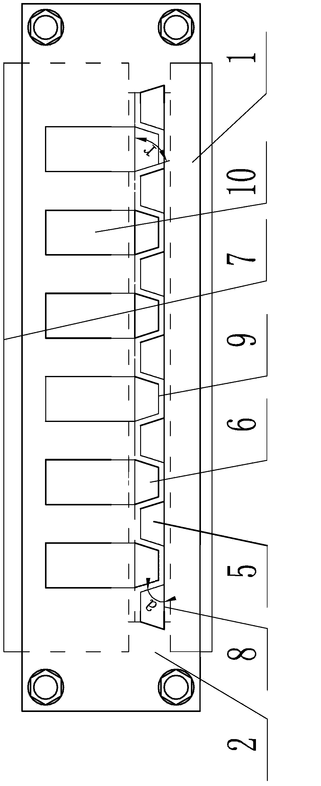 Preparation mold of composite material in ceramic-base corrugated sandwich structure