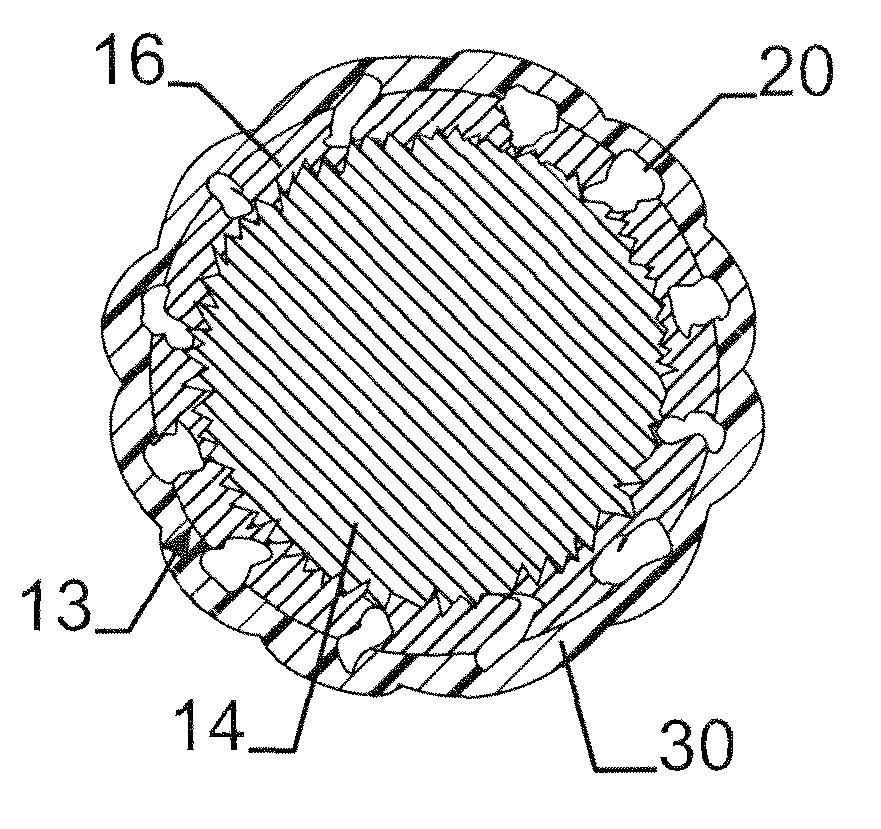 Sawing wire with abrasive particles partly embedded in a metal wire and partly held by an organic binder