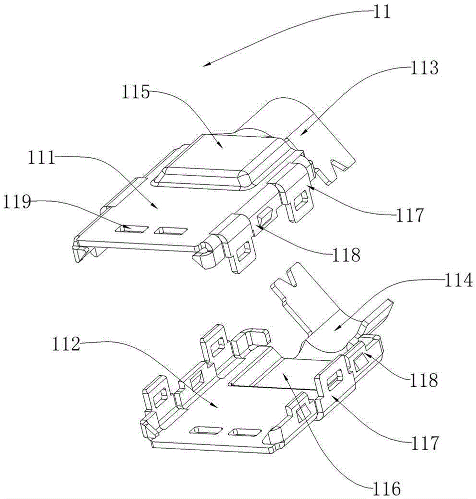 Double-sided plug-in type micro USB B type male-socket connector