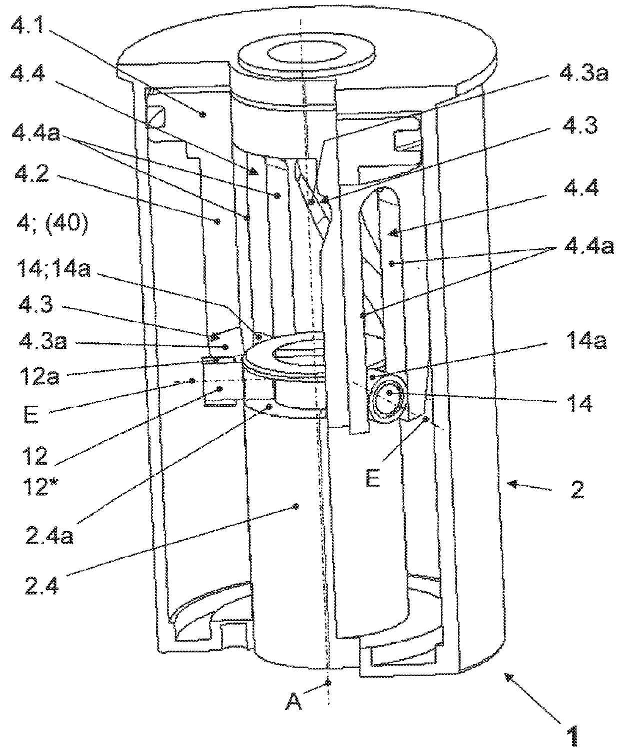 Actuating device for a rotatable closure part of a valve