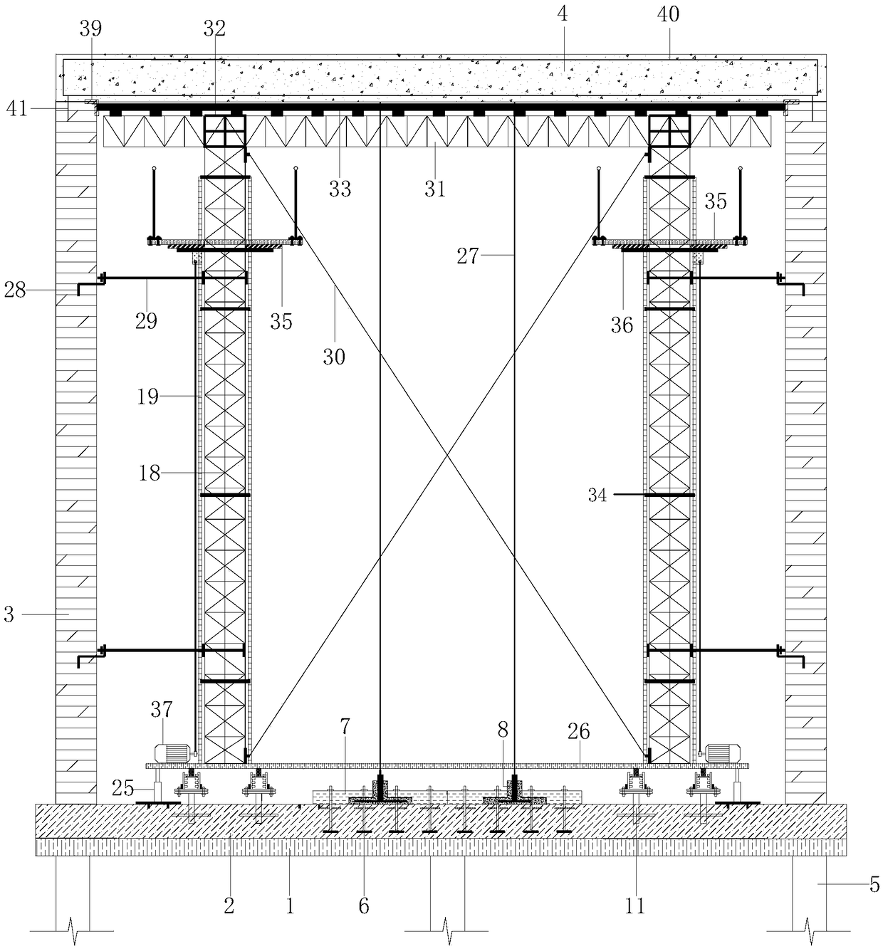 Slab culvert cast-in-situ roof truss type slip form system and construction method