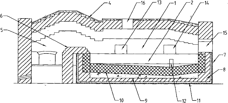 Reflecting furnace for smelting tin lead materials