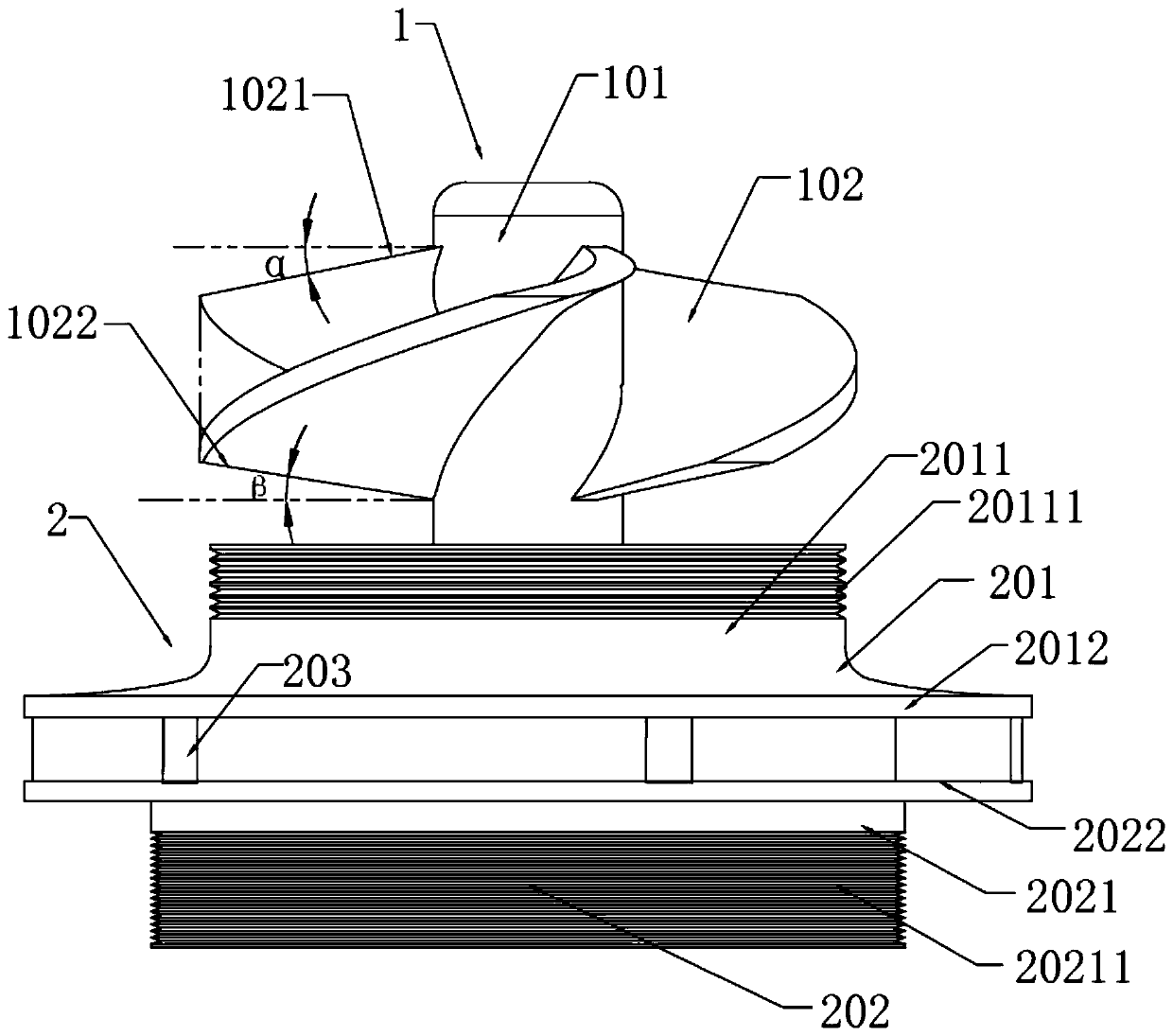 Efficient LNG conveying pump impeller