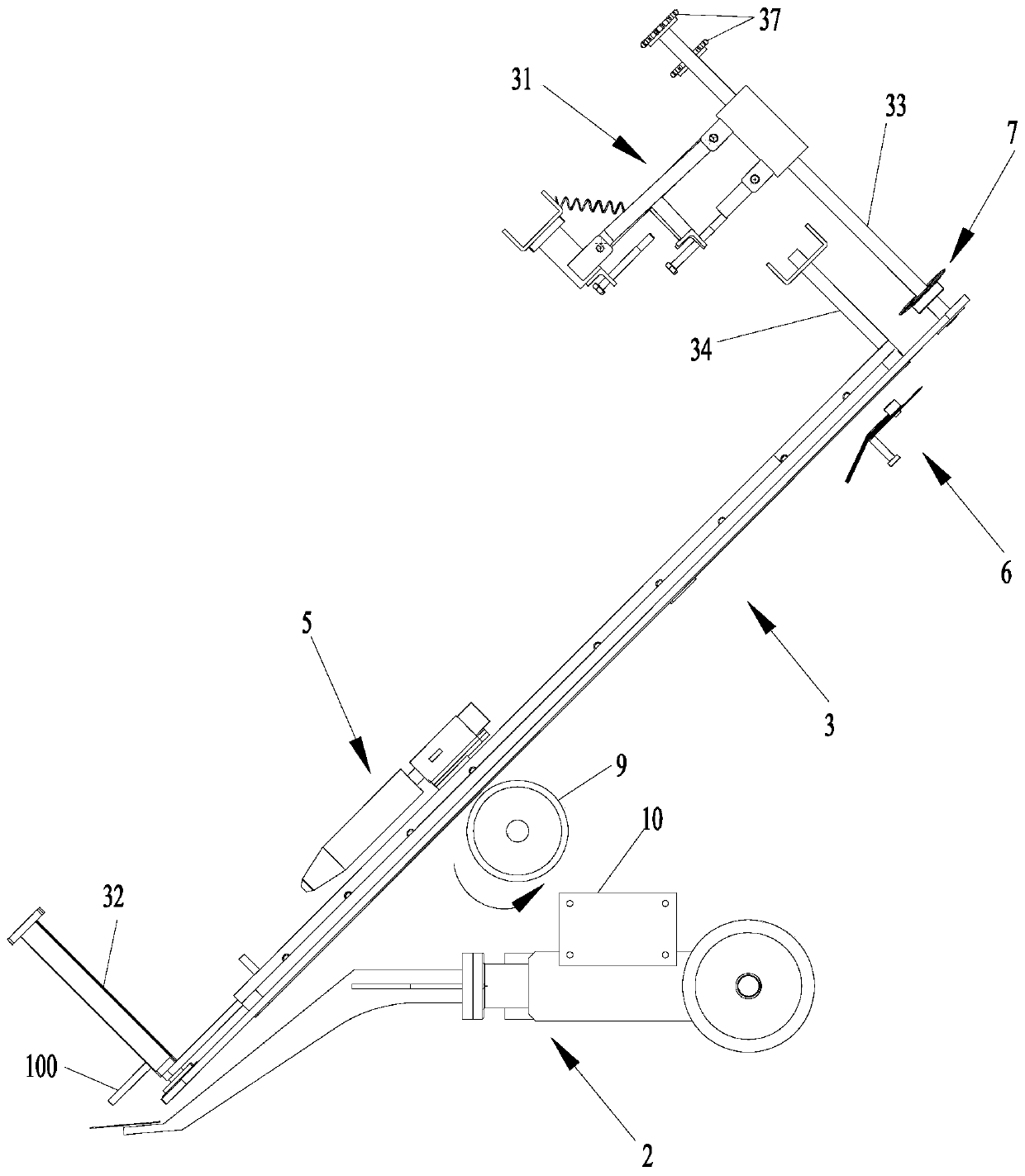 Shearing device of garlic harvester