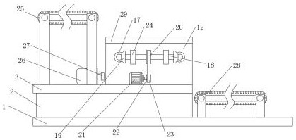 Automatic board feeding device for wooden artificial board production