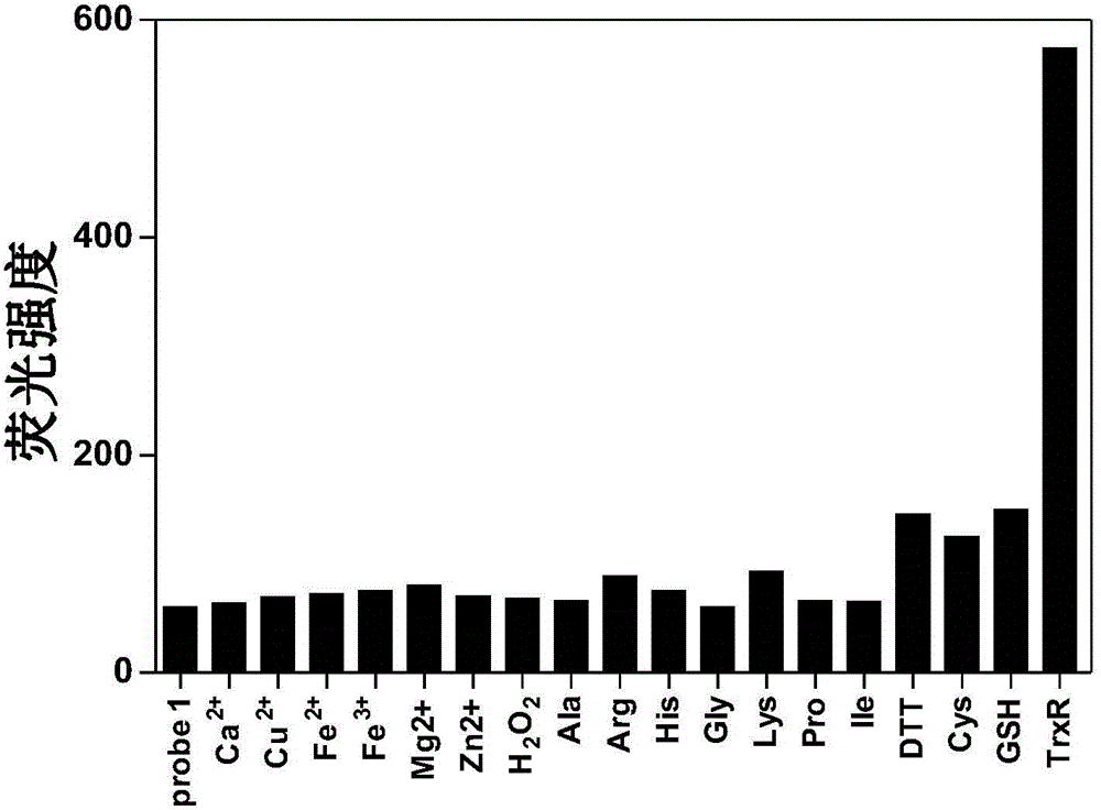 Thioredoxin reductase fluorescent probe, and preparation method and application thereof