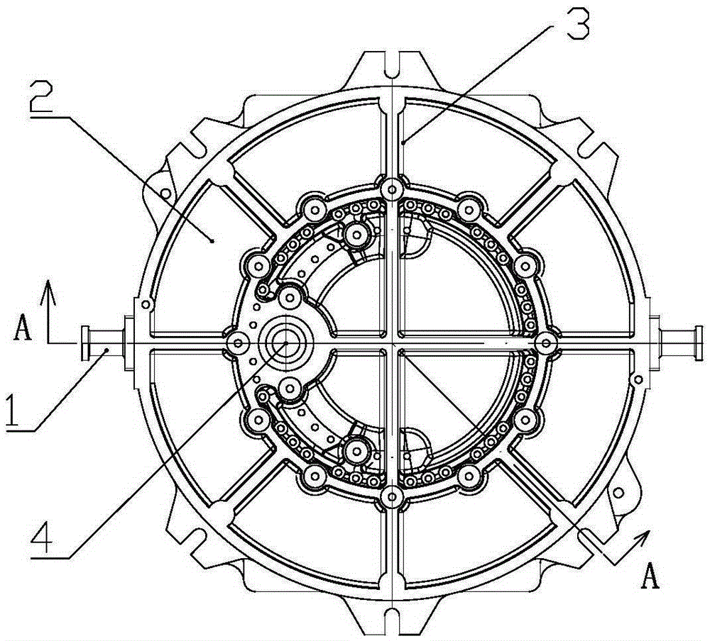 Sand coated iron mould casting device and casting technology of three-part-box ring type casting