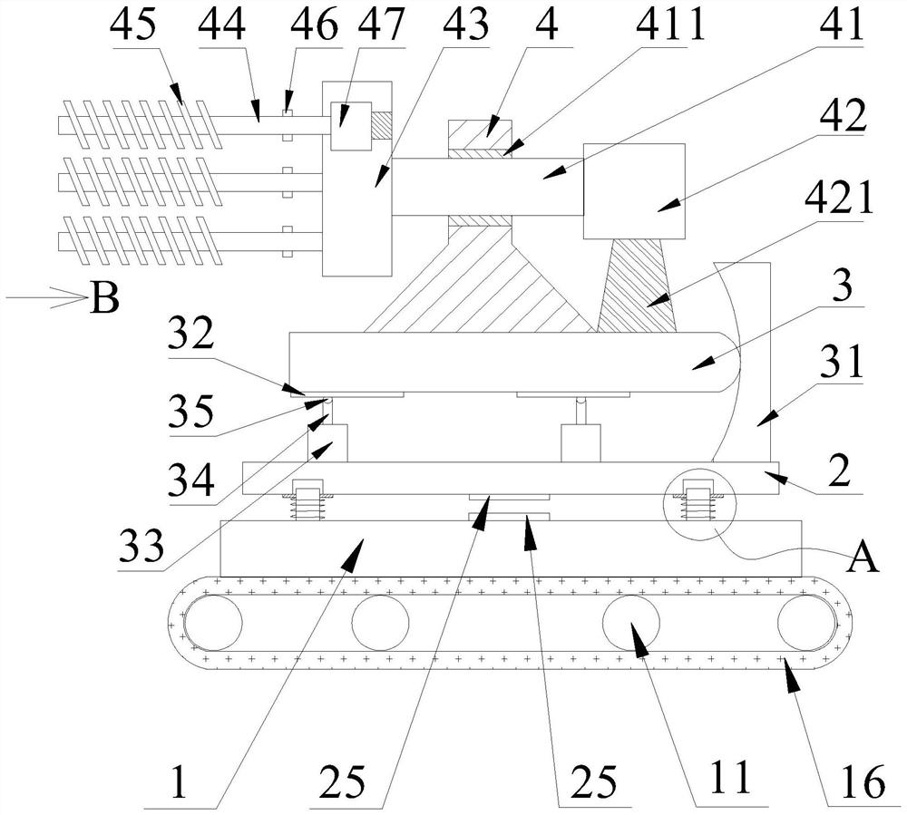 Coal mine roadway angle adjusting type tunneling system