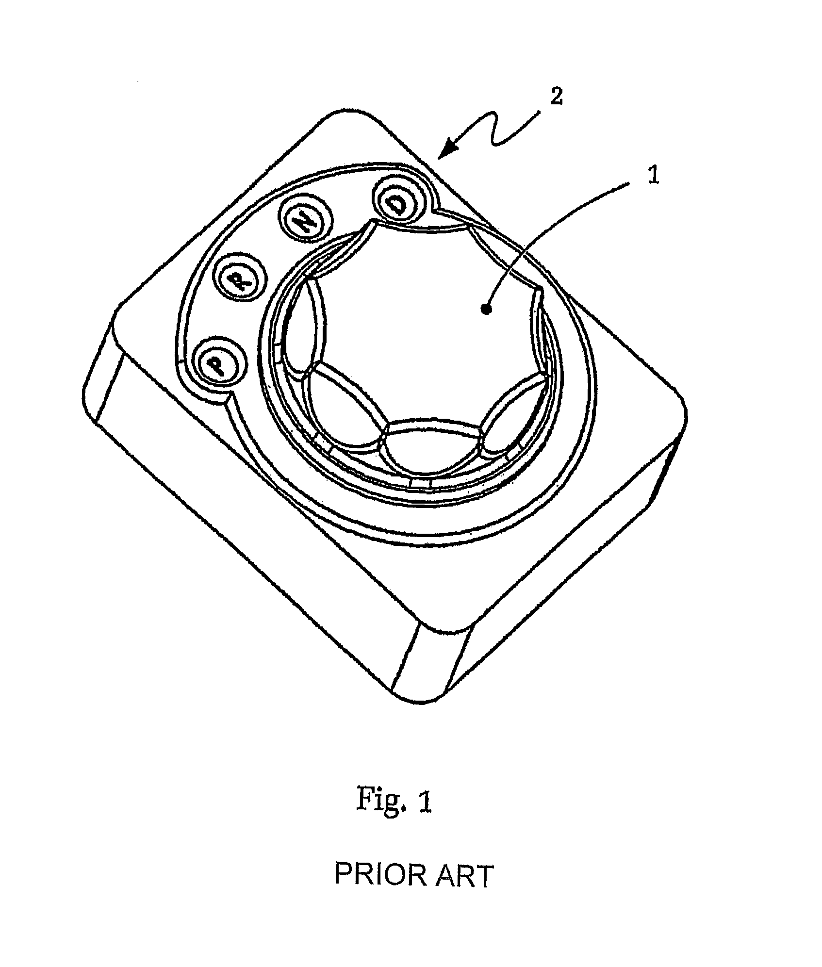 Actuating device for selecting fixed gear ratios of a gear changing transmission